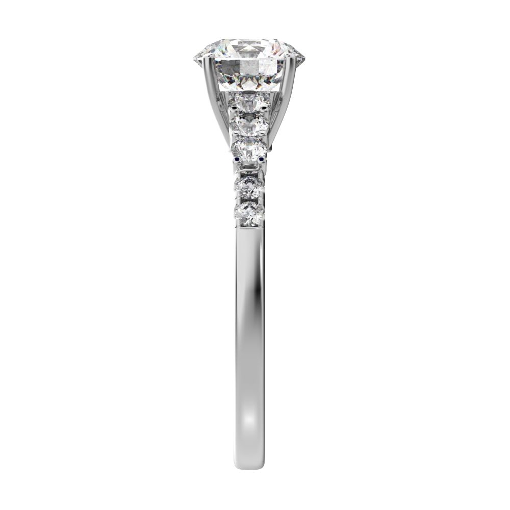 1.4 ct Round Cut Moissanite anniversary European vintage halo solitaire with accents 14K / 18K Solid White Gold engagement ring