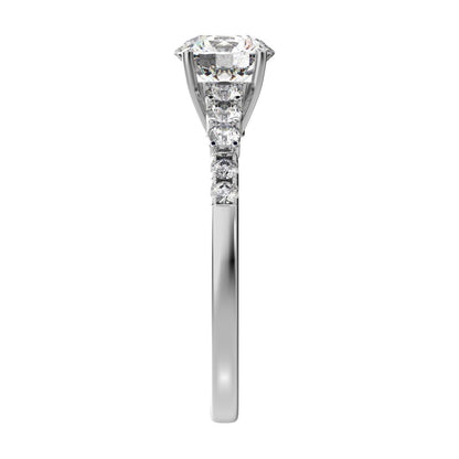 1.4 ct Round Cut Moissanite anniversary European vintage halo solitaire with accents 14K / 18K Solid White Gold engagement ring