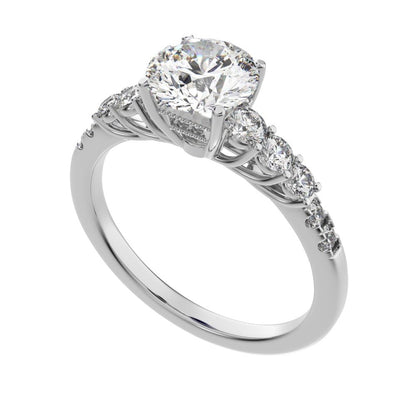 1.4 ct Round Cut Moissanite anniversary European vintage halo solitaire with accents 14K / 18K Solid White Gold engagement ring