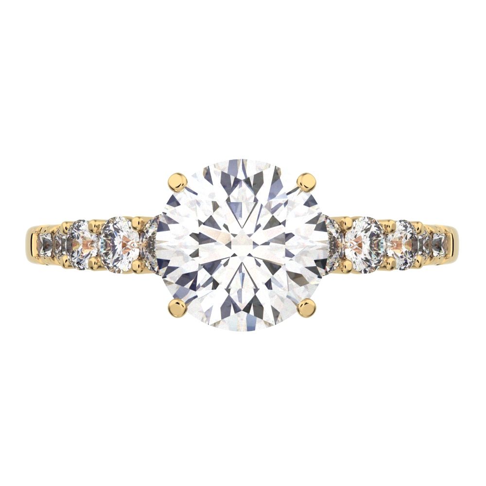 1.4 ct Round Cut Moissanite anniversary European vintage halo solitaire with accents 14K / 18K Solid Yellow Gold engagement ring