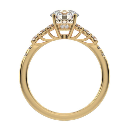 1.4 ct Round Cut Moissanite anniversary European vintage halo solitaire with accents 14K / 18K Solid Yellow Gold engagement ring