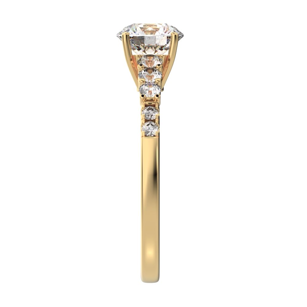 1.4 ct Round Cut Moissanite anniversary European vintage halo solitaire with accents 14K / 18K Solid Yellow Gold engagement ring