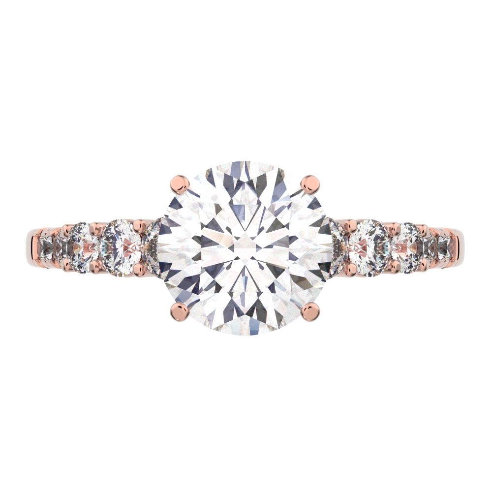 1.4 ct Round Cut Moissanite anniversary European vintage halo solitaire with accents 14K / 18K Solid Rose Gold engagement ring