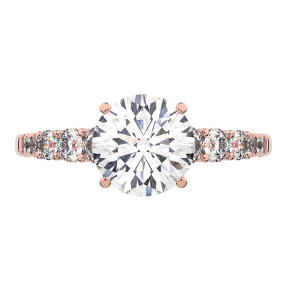 1.4 ct Round Cut Moissanite anniversary European vintage halo solitaire with accents 14K / 18K Solid Rose Gold engagement ring
