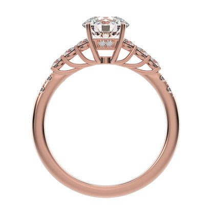 1.4 ct Round Cut Moissanite anniversary European vintage halo solitaire with accents 14K / 18K Solid Rose Gold engagement ring