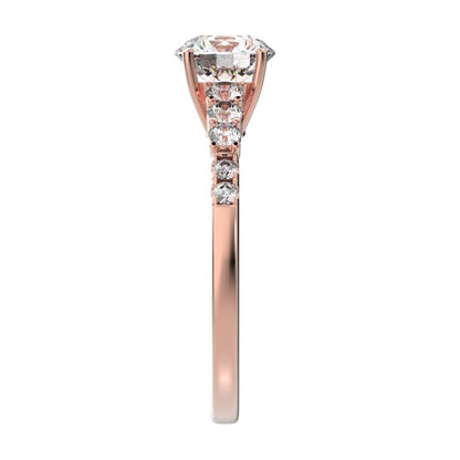 1.4 ct Round Cut Moissanite anniversary European vintage halo solitaire with accents 14K / 18K Solid Rose Gold engagement ring