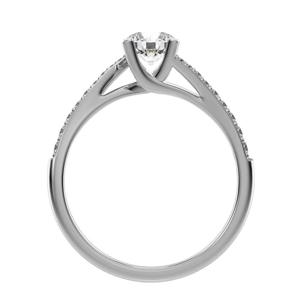 0.695 ct Round Cut Moissanite anniversary European halo solitaire with accents infinity spiral 14K / 18K Solid White Gold engagement ring