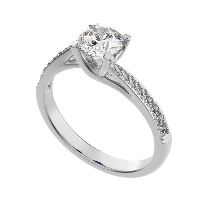 0.695 ct Round Cut Moissanite anniversary European halo solitaire with accents infinity spiral 14K / 18K Solid White Gold engagement ring