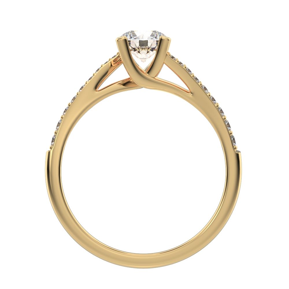 0.695 ct Round Cut Moissanite anniversary European halo solitaire with accents infinity spiral 14K / 18K Solid Yellow Gold engagement ring