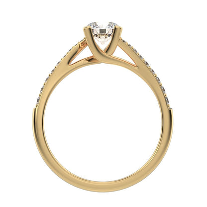 0.695 ct Round Cut Moissanite anniversary European halo solitaire with accents infinity spiral 14K / 18K Solid Yellow Gold engagement ring