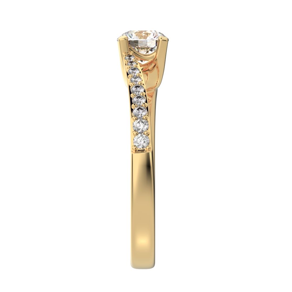 0.695 ct Round Cut Moissanite anniversary European halo solitaire with accents infinity spiral 14K / 18K Solid Yellow Gold engagement ring