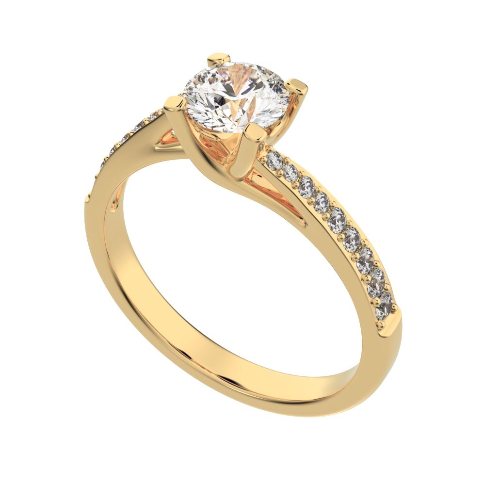 0.695 ct Round Cut Moissanite anniversary European halo solitaire with accents infinity spiral 14K / 18K Solid Yellow Gold engagement ring