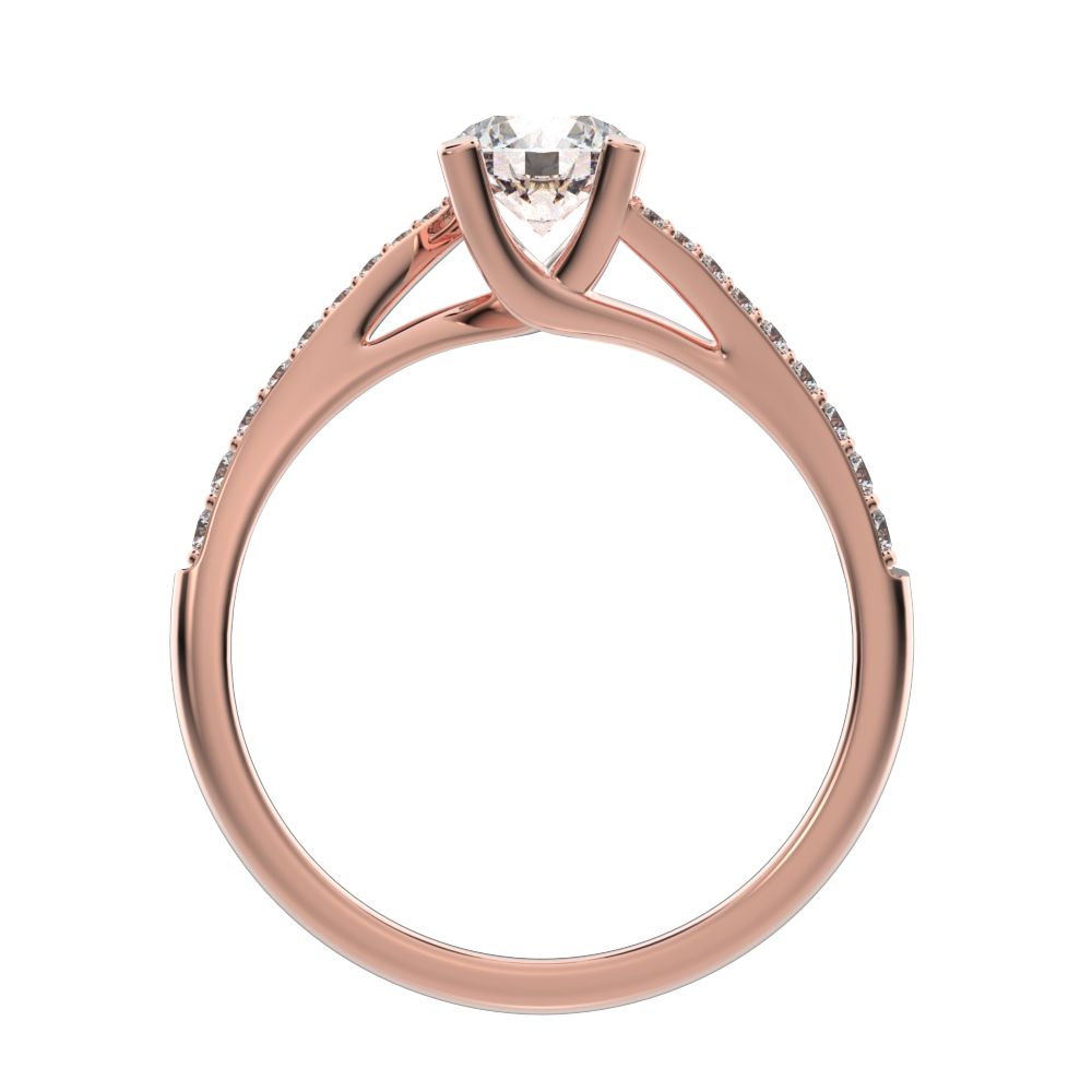 0.695 ct Round Cut Moissanite anniversary European halo solitaire with accents infinity spiral 14K / 18K Solid Rose Gold engagement ring