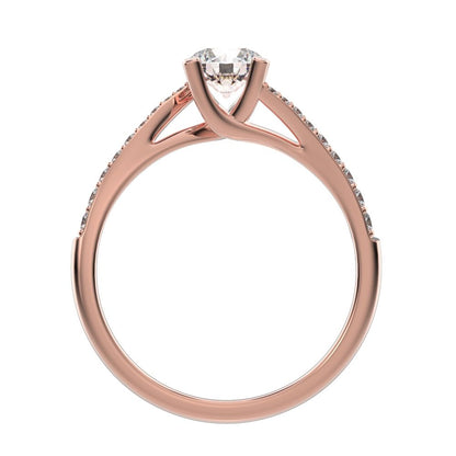 0.695 ct Round Cut Moissanite anniversary European halo solitaire with accents infinity spiral 14K / 18K Solid Rose Gold engagement ring