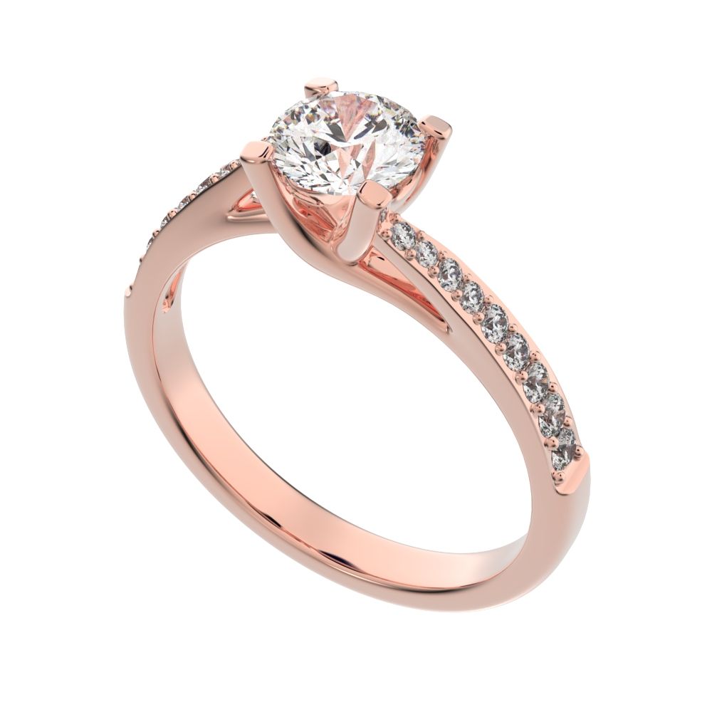 0.695 ct Round Cut Moissanite anniversary European halo solitaire with accents infinity spiral 14K / 18K Solid Rose Gold engagement ring