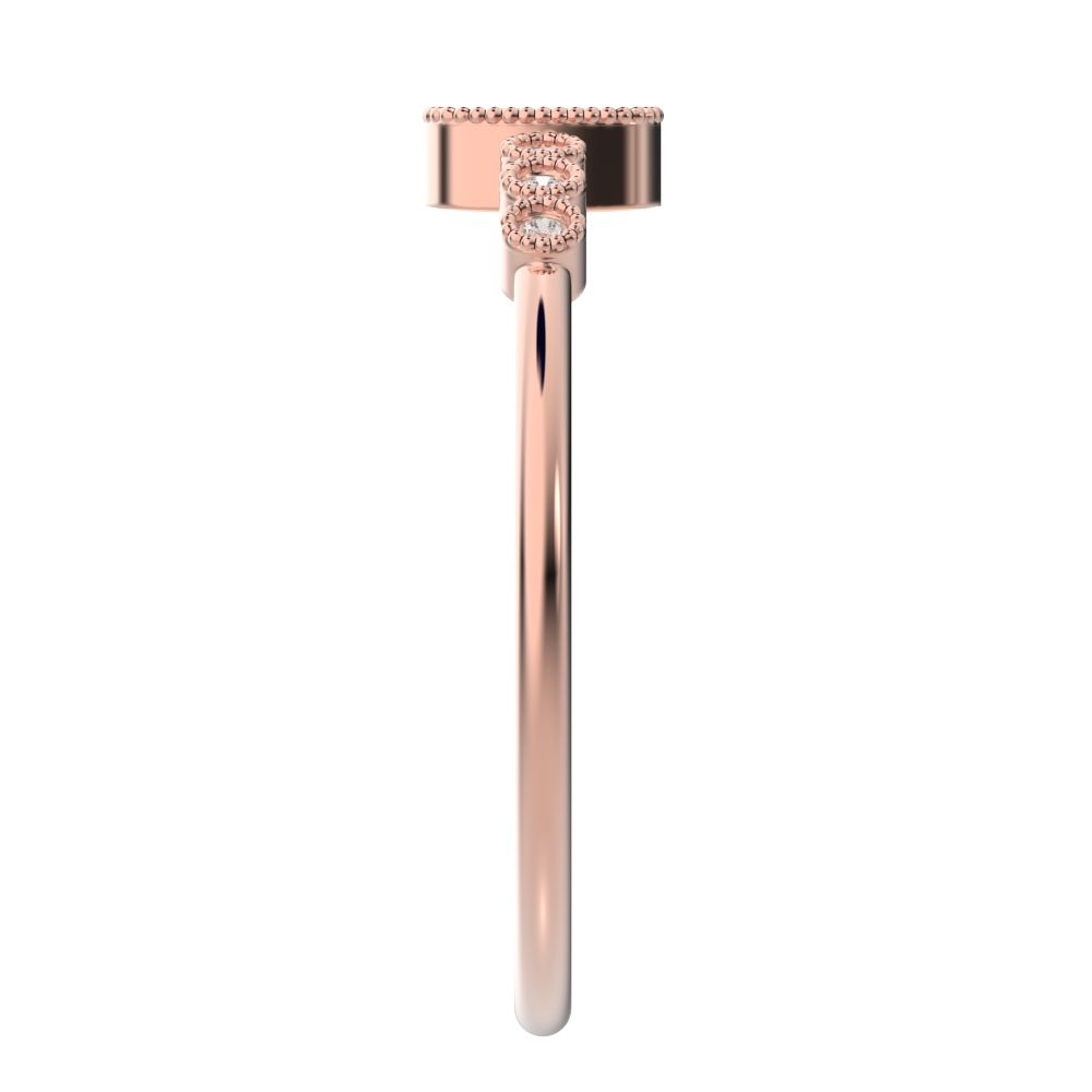 0.545 ct Cushion Cut Simulated Clear Diamond dainty halo Minimalist solitaire with accents milgrain 14K / 18K Solid Rose Gold everyday ring