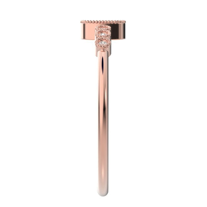 0.545 ct Cushion Cut Simulated Clear Diamond dainty halo Minimalist solitaire with accents milgrain 14K / 18K Solid Rose Gold everyday ring