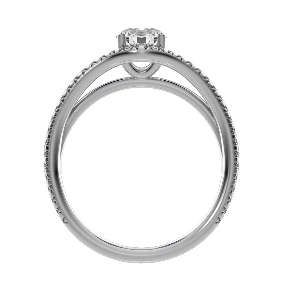 1.26Ct Round Cut Moissanite anniversary split-shank solitaire with accents twisted infinity halo 14K / 18K Solid White Gold engagement ring