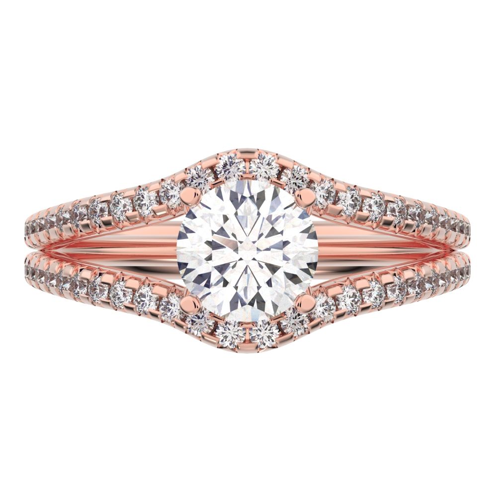 1.26 ct Round Cut Moissanite anniversary split-shank solitaire with accents twisted infinity halo 14K / 18K Solid Rose Gold engagement ring
