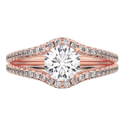1.26 ct Round Cut Moissanite anniversary split-shank solitaire with accents twisted infinity halo 14K / 18K Solid Rose Gold engagement ring