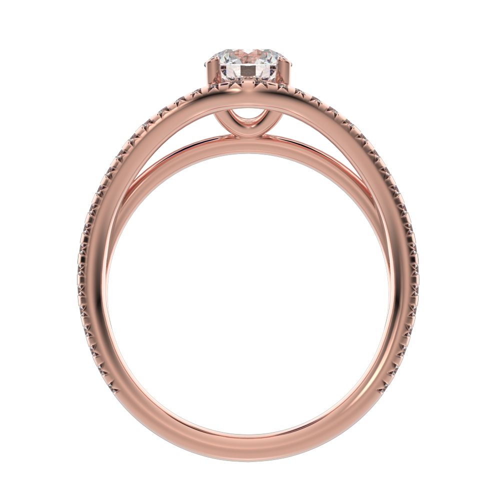 1.26 ct Round Cut Moissanite anniversary split-shank solitaire with accents twisted infinity halo 14K / 18K Solid Rose Gold engagement ring