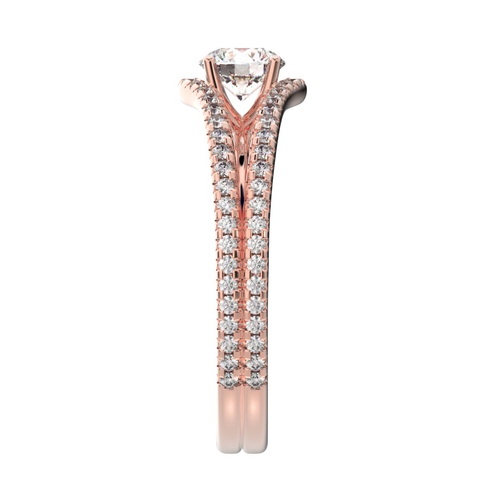 1.26 ct Round Cut Moissanite anniversary split-shank solitaire with accents twisted infinity halo 14K / 18K Solid Rose Gold engagement ring