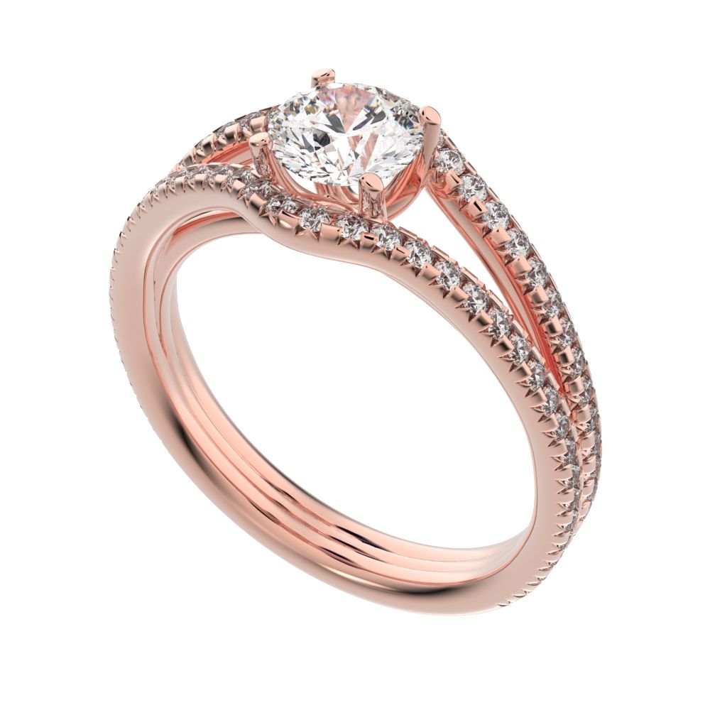 1.26 ct Round Cut Moissanite anniversary split-shank solitaire with accents twisted infinity halo 14K / 18K Solid Rose Gold engagement ring