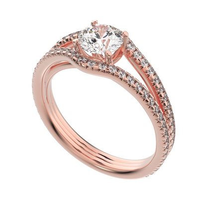 1.26 ct Round Cut Moissanite anniversary split-shank solitaire with accents twisted infinity halo 14K / 18K Solid Rose Gold engagement ring