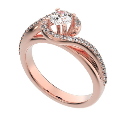 0.81 ct Round Cut Moissanite anniversary split-shank solitaire with accents twisted infinity halo 14K / 18K Solid Rose Gold engagement ring