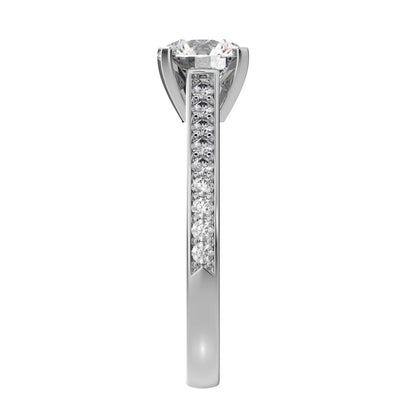 1.64 ct Round Cut Moissanite anniversary solitaire with accents classic channel vintage 14K / 18K Solid White Gold engagement ring