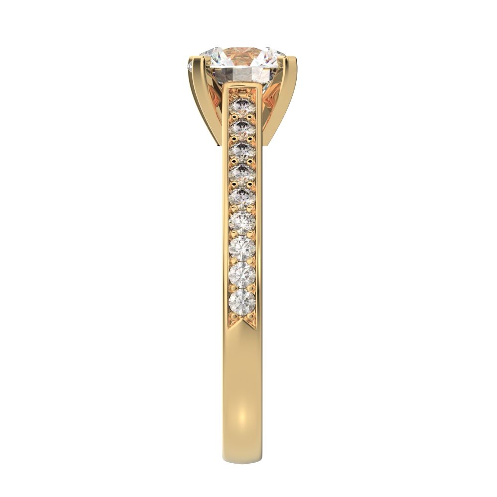1.64 ct Round Cut Moissanite anniversary solitaire with accents classic channel vintage 14K / 18K Solid Yellow Gold engagement ring