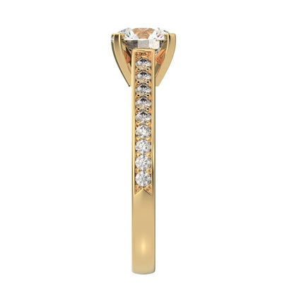 1.64 ct Round Cut Moissanite anniversary solitaire with accents classic channel vintage 14K / 18K Solid Yellow Gold engagement ring