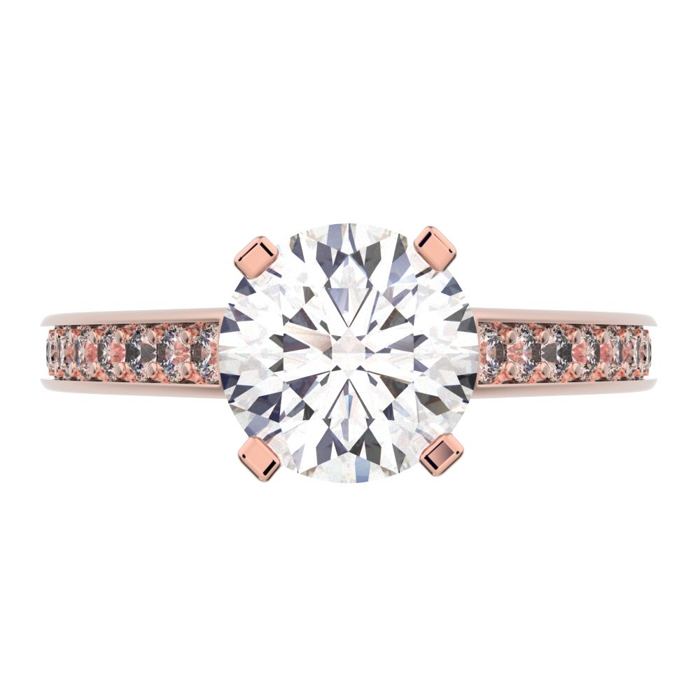 1.64 ct Round Cut Moissanite anniversary solitaire with accents classic channel vintage 14K / 18K Solid Rose Gold engagement ring