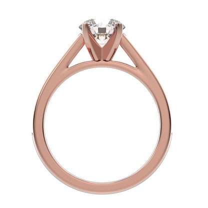 1.64 ct Round Cut Moissanite anniversary solitaire with accents classic channel vintage 14K / 18K Solid Rose Gold engagement ring