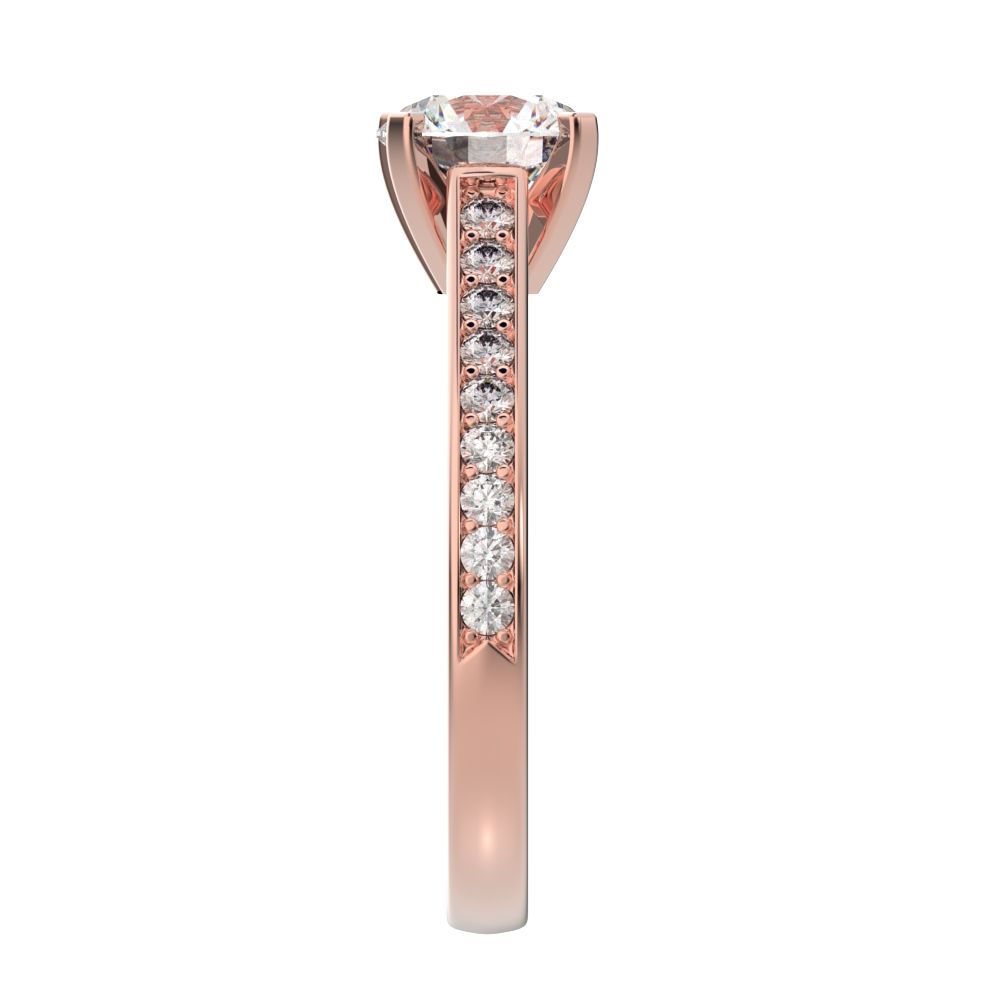 1.64 ct Round Cut Moissanite anniversary solitaire with accents classic channel vintage 14K / 18K Solid Rose Gold engagement ring