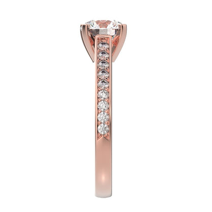 1.64 ct Round Cut Moissanite anniversary solitaire with accents classic channel vintage 14K / 18K Solid Rose Gold engagement ring