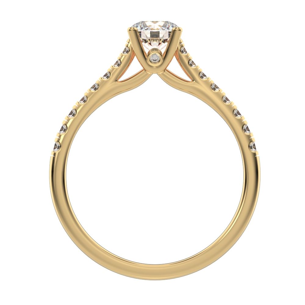 0.955 ct Round Cut Moissanite anniversary solitaire with accents classic channel vintage 14K / 18K Solid Yellow Gold engagement ring