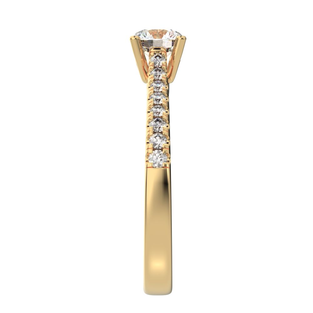 0.955 ct Round Cut Moissanite anniversary solitaire with accents classic channel vintage 14K / 18K Solid Yellow Gold engagement ring