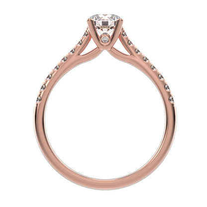 0.955 ct Round Cut Moissanite anniversary solitaire with accents classic channel vintage 14K / 18K Solid Rose Gold engagement ring
