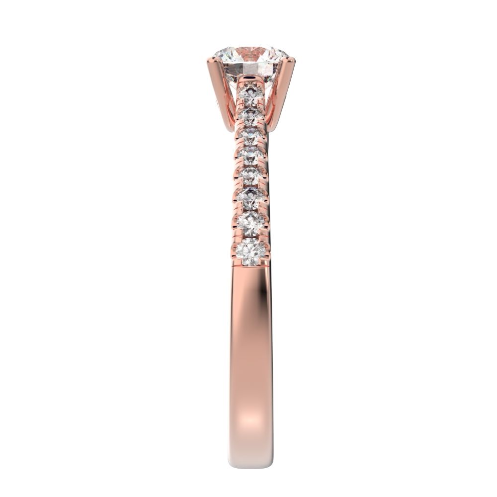0.955 ct Round Cut Moissanite anniversary solitaire with accents classic channel vintage 14K / 18K Solid Rose Gold engagement ring