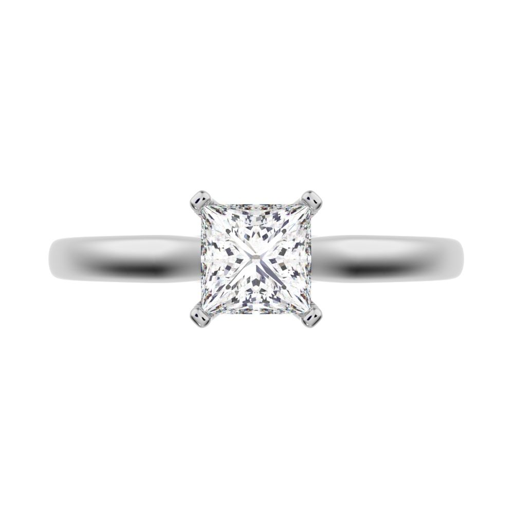 0.53 ct Princess Cut Moissanite anniversary solitaire classic vintage 14K / 18K Solid White Gold engagement ring