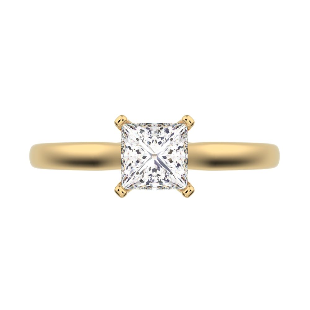 0.53 ct Princess Cut Moissanite anniversary solitaire classic vintage 14K / 18K Solid Yellow Gold engagement ring