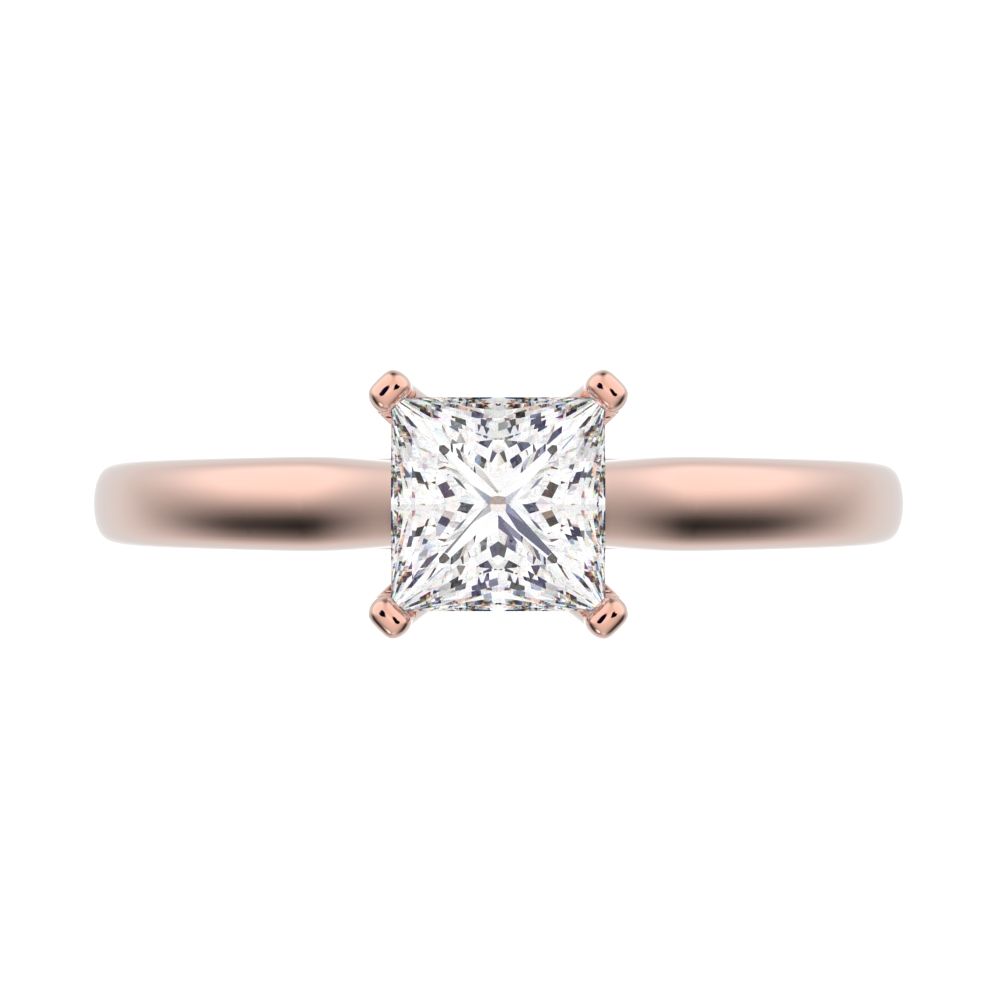 0.53 ct Princess Cut Moissanite anniversary solitaire classic vintage 14K / 18K Solid Rose Gold engagement ring