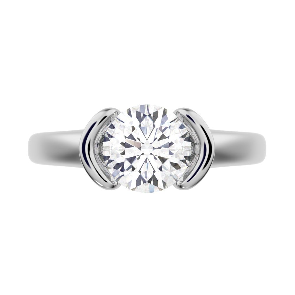 1 ct Round Cut Moissanite anniversary classic solitaire tension vintage 14K / 18K Solid White Gold engagement ring