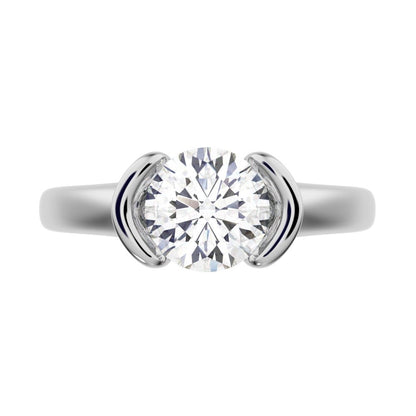 1 ct Round Cut Moissanite anniversary classic solitaire tension vintage 14K / 18K Solid White Gold engagement ring