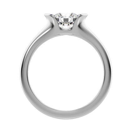 1 ct Round Cut Simulated Clear Diamond anniversary classic solitaire tension vintage 14K / 18K Solid White Gold engagement ring