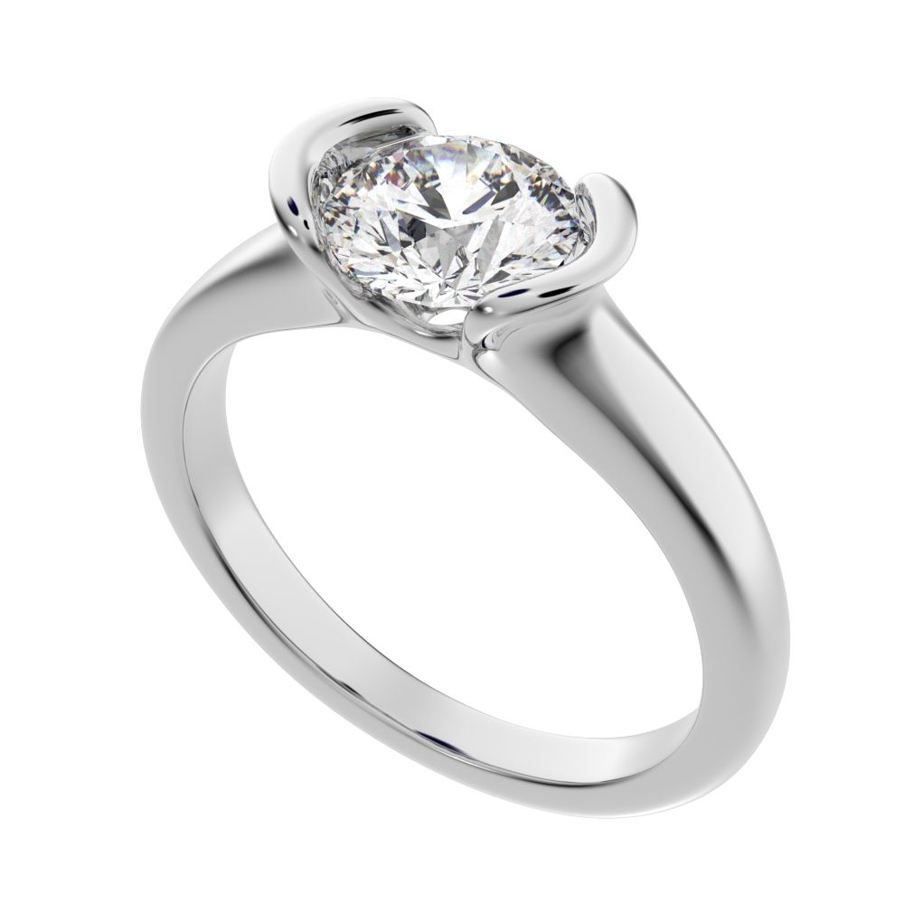 1 ct Round Cut Simulated Clear Diamond anniversary classic solitaire tension vintage 14K / 18K Solid White Gold engagement ring