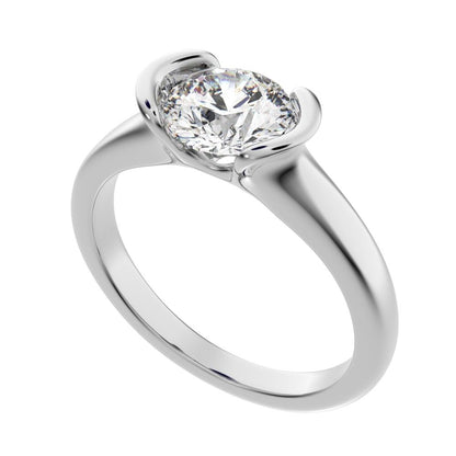 1 ct Round Cut Simulated Clear Diamond anniversary classic solitaire tension vintage 14K / 18K Solid White Gold engagement ring