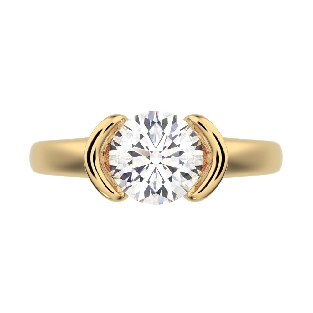1 ct Round Cut Simulated Clear Diamond anniversary classic solitaire tension vintage 14K / 18K Solid Yellow Gold engagement ring