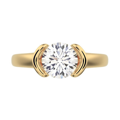 1 ct Round Cut Moissanite anniversary classic solitaire tension vintage 14K / 18K Solid Yellow Gold engagement ring